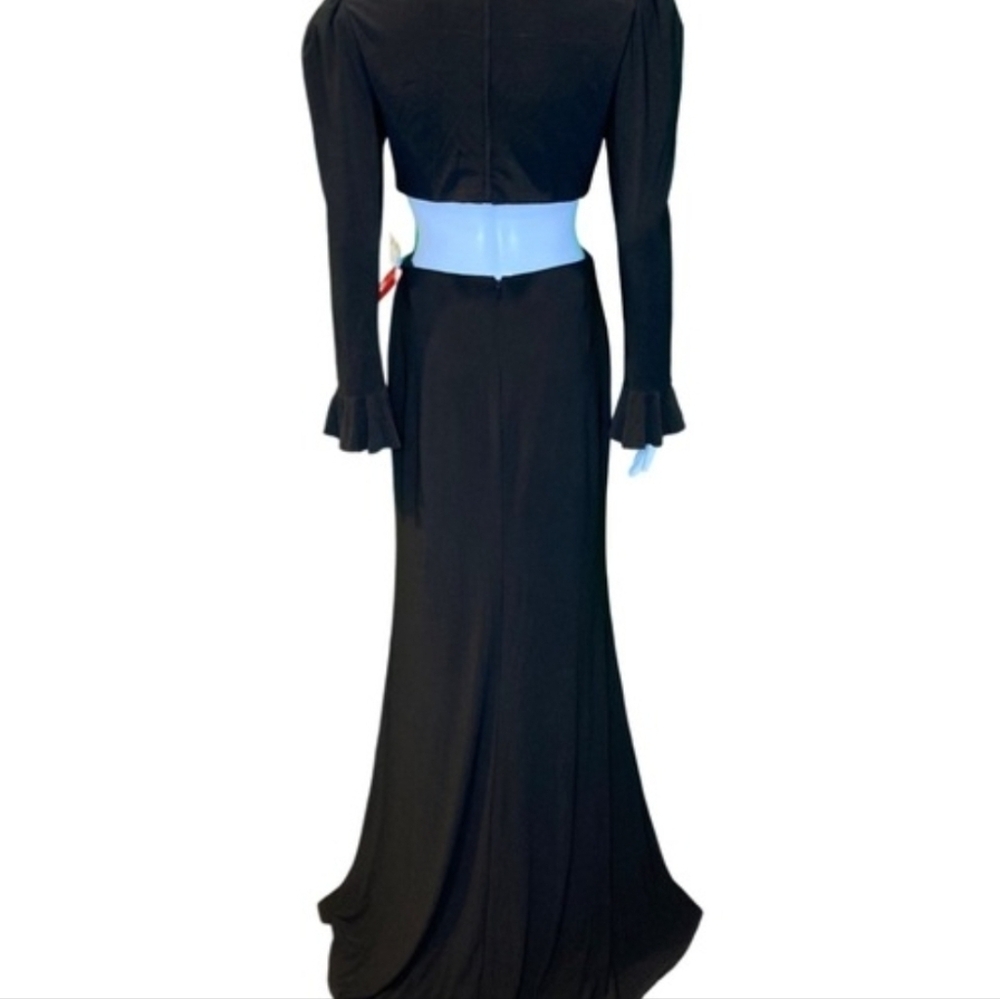 NWT Mac Duggal Long Sleeve Puff Shoulder Cut Out Gown - Size 2 - Picture 4 of 4